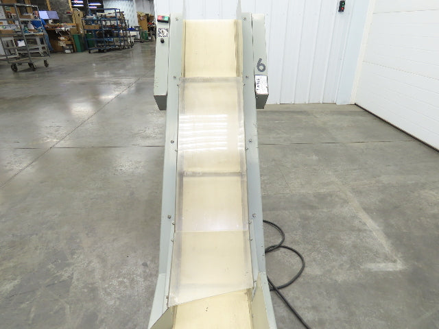 LaRos 10"x 74"L Portable Incline Parts Conveyor Cleated Belt 115V Variable Speed