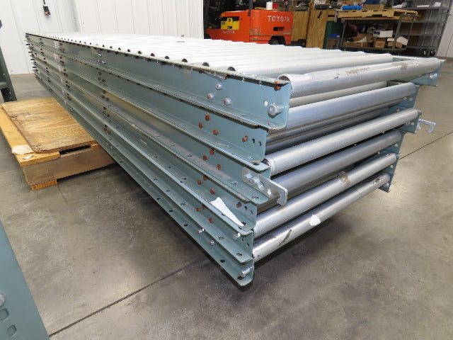 Uline 24"x 10' Gravity Roller Conveyor 1-3/8" Roller 22"BF 6-Sections 60' w/Legs