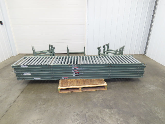 Uline 24"x 10' Gravity Roller Conveyor 1-3/8" Roller 22"BF 6-Sections 60' w/Legs