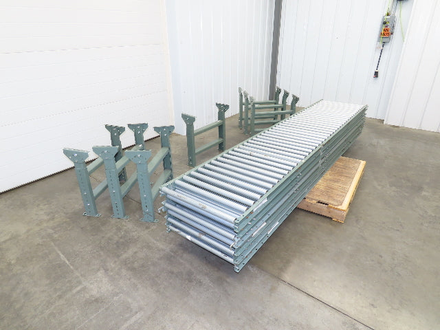 Uline 24"x 10' Gravity Roller Conveyor 1-3/8" Roller 22"BF 6-Sections 60' w/Legs