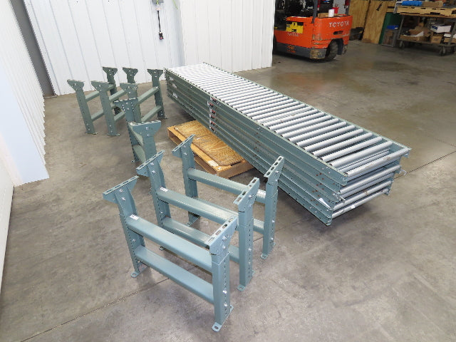 Uline 24"x 10' Gravity Roller Conveyor 1-3/8" Roller 22"BF 6-Sections 60' w/Legs