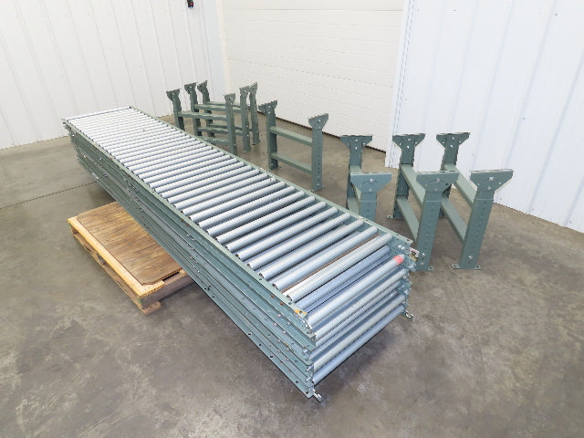 Uline 24"x 10' Gravity Roller Conveyor 1-3/8" Roller 22"BF 6-Sections 60' w/Legs