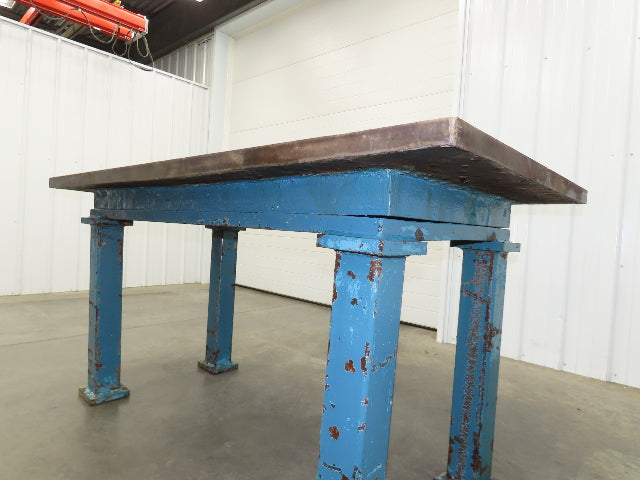Vintage Precision Steel Welding Layout Table 71x35.5" Cast Iron 1-3/4" Thick Top