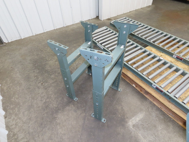 Uline 18"x 10' Gravity Roller Conveyor 1-3/8" Roller 16"BF 2-Sections 20' w/Legs