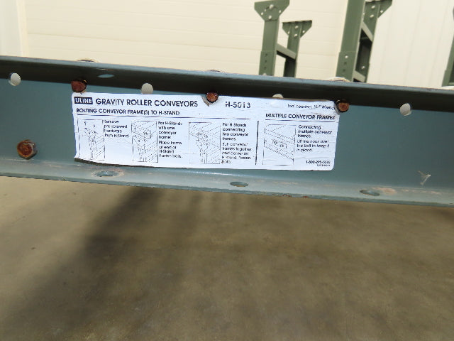 Uline 18"x 10' Gravity Roller Conveyor 1-3/8" Roller 16"BF 2-Sections 20' w/Legs
