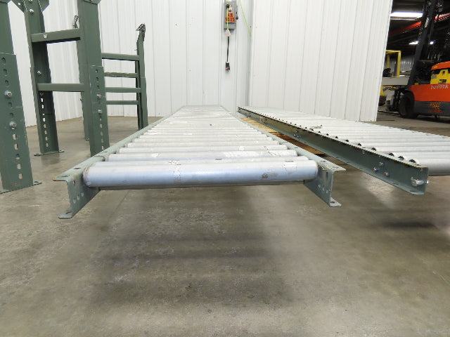 Uline 18"x 10' Gravity Roller Conveyor 1-3/8" Roller 16"BF 2-Sections 20' w/Legs