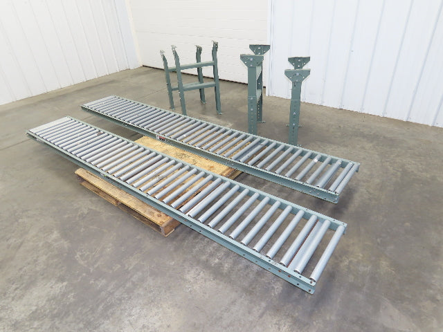 Uline 18"x 10' Gravity Roller Conveyor 1-3/8" Roller 16"BF 2-Sections 20' w/Legs