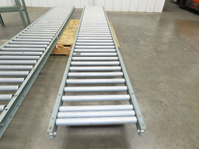 Uline 18"x 10' Gravity Roller Conveyor 1-3/8" Roller 16"BF 2-Sections 20' w/Legs