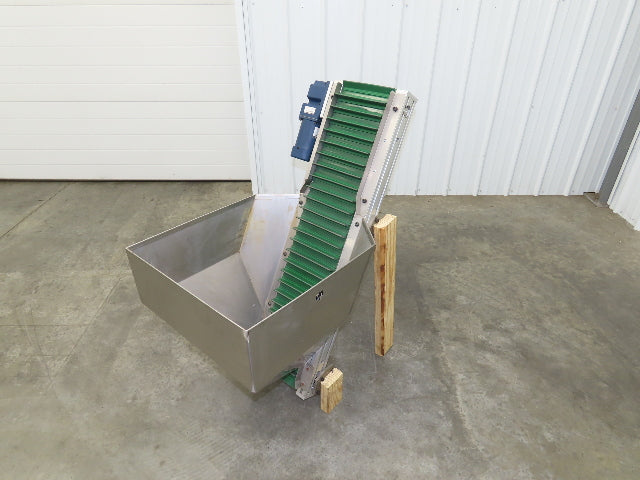 Stainless Hopper Small Parts Feeder Floorbin Elevator 8"x 40"H Conveyor 220V 1PH
