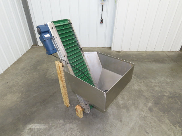 Stainless Hopper Small Parts Feeder Floorbin Elevator 8"x 40"H Conveyor 220V 1PH