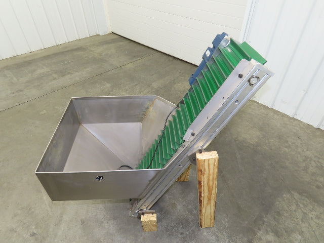 Stainless Hopper Small Parts Feeder Floorbin Elevator 8"x 40"H Conveyor 220V 1PH