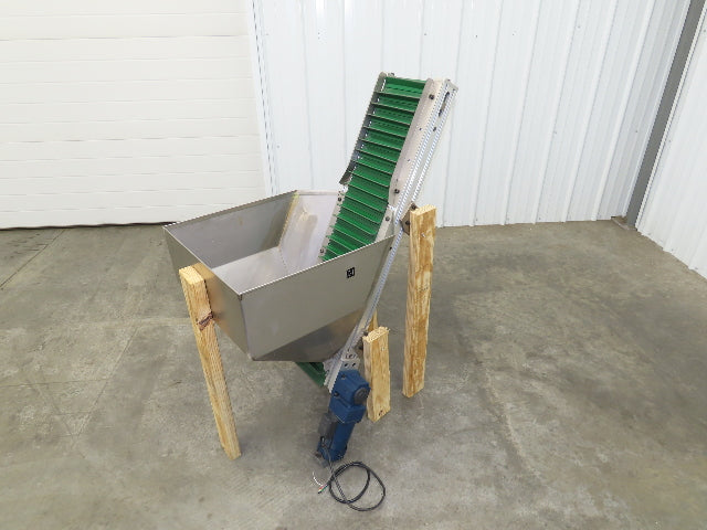 Stainless Hopper Small Parts Feeder Floorbin Elevator 8"x 48"H Conveyor 220V 1PH