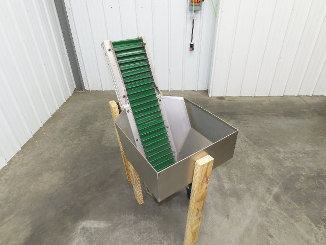 Stainless Hopper Small Parts Feeder Floorbin Elevator 8"x 48"H Conveyor 220V 1PH