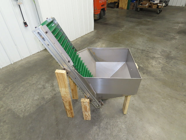 Stainless Hopper Small Parts Feeder Floorbin Elevator 8"x 48"H Conveyor 220V 1PH