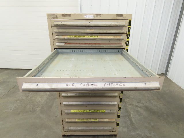 14 Drawer Industrial Tooling Storage Cabinet 30x29x61" Lyon Lista Vidmar Box