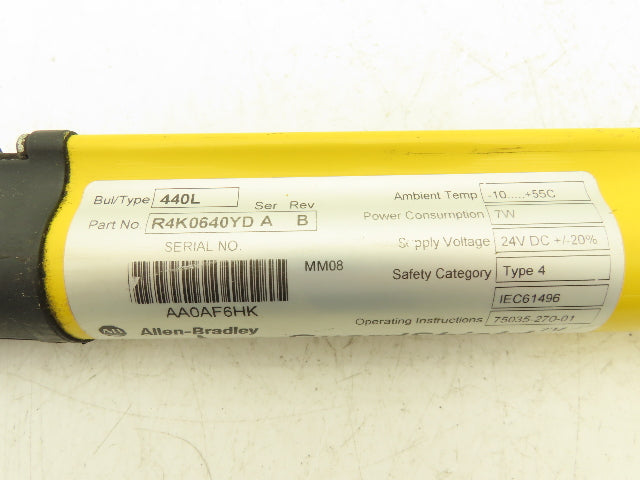 Allen Bradley R4K0640YD Guardshield Light Curtain Transmitter 640mm 24VDC *Read*