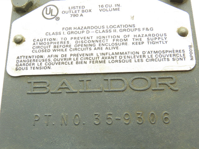 Baldor VM7006A AC Motor 1/2Hp 1725rpm 208-230/460 3Ph 56C TEFC Haz Loc