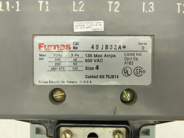 Furnas 40JB32A Motor Starter 135A 575VAC 3ph 100Hp NEMA 4 120V Coil