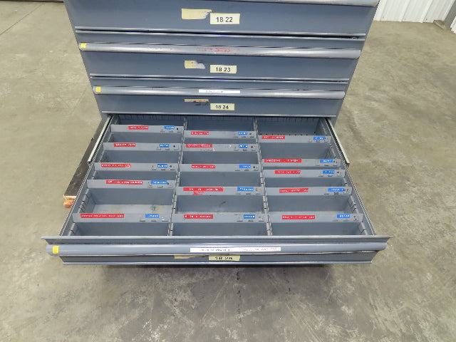 Equipto Industrial Parts Tool Storage 10 Drawer Cabinet 36x26x61" Sheet Metal