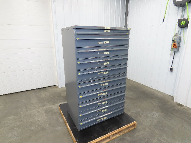 Equipto Industrial Parts Tool Storage 10 Drawer Cabinet 36x26x61" Sheet Metal