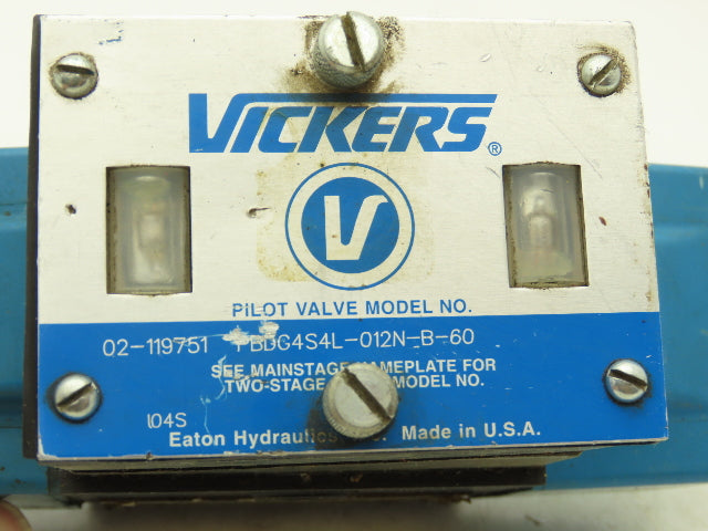 Vickers PBDG4S4L-012N-B-60 Hydraulic Directional Dual Solenoid Valve 120VAC