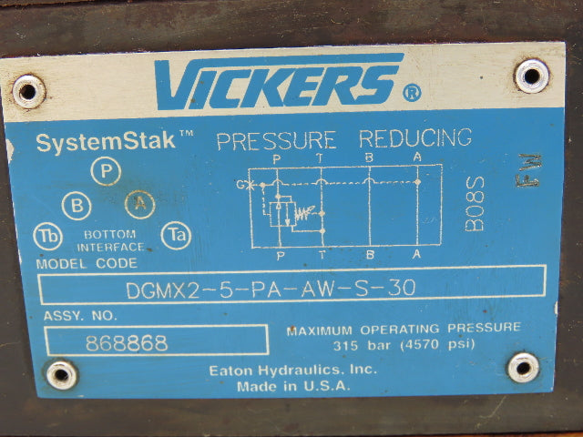 Vickers DGMX2-5-PA-AW-S-30 Hydraulic Pressure Reducing Relief Valve