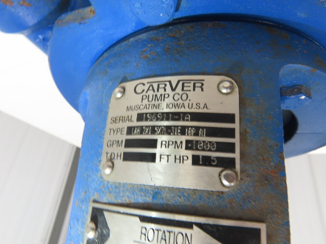 Carver L&H 2X1.5X7L-31E 10P Cast Centrifugal Pump 2x1.5"NPT 1.5Hp 230/460V 3PH