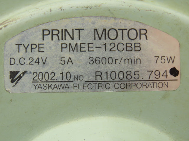 Yaskawa Electric Corp PMEE-12CBB Welder Wire Motor Feeder 24VDC 5A Motor Only