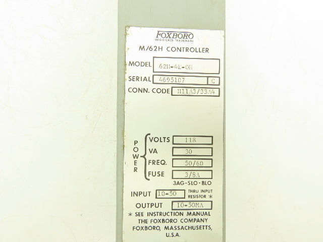 Foxboro H11A3/33A4 62H-4E-OH M/62H HMI Control Station 0 To 100 Dial 118V 30VA