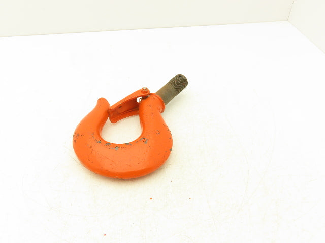 CM Lodestar 3-4 Ton Chain Hoist Upper Hook Threaded Shank w/Latch No 9 Orange