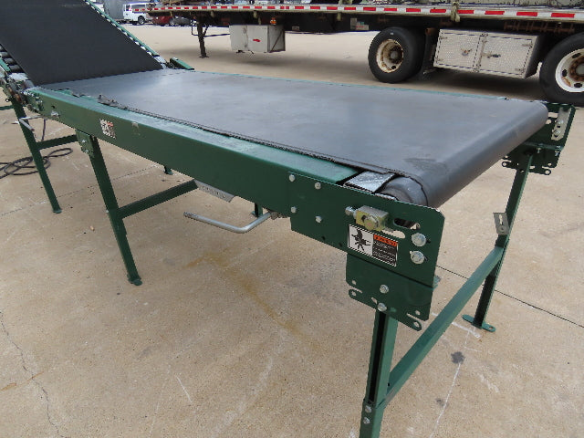 Dematic 42"x 28' Flat to Incline Belt Conveyor RH Center Drive 460V 95fpm 118"H