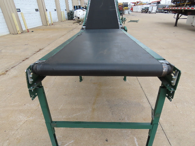 Dematic 42"x 28' Flat to Incline Belt Conveyor RH Center Drive 460V 95fpm 118"H