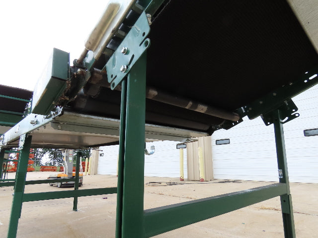 Dematic 42"x 28' Flat to Incline Belt Conveyor RH Center Drive 460V 95fpm 118"H