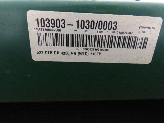 Dematic 42"x 28' Flat to Incline Belt Conveyor RH Center Drive 460V 95fpm 118"H