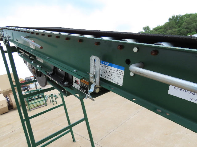Dematic 42"x 28' Flat to Incline Belt Conveyor RH Center Drive 460V 95fpm 118"H
