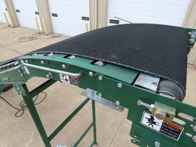 Dematic 42"x 28' Flat to Incline Belt Conveyor RH Center Drive 460V 95fpm 118"H