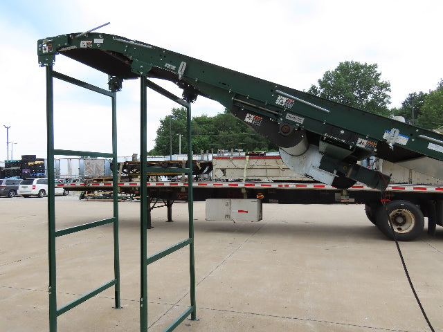 Dematic 42"x 28' Flat to Incline Belt Conveyor RH Center Drive 460V 95fpm 118"H