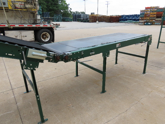 Dematic 42"x 28' Flat to Incline Belt Conveyor RH Center Drive 460V 95fpm 118"H