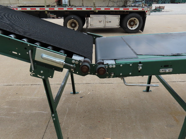 Dematic 42"x 28' Flat to Incline Belt Conveyor RH Center Drive 460V 95fpm 118"H