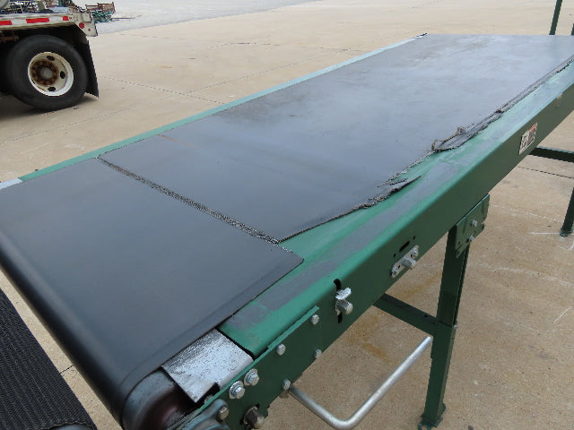 Dematic 42"x 28' Flat to Incline Belt Conveyor RH Center Drive 460V 95fpm 118"H