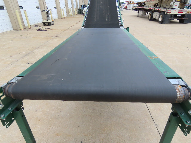 Dematic 42"x 28' Flat to Incline Belt Conveyor RH Center Drive 460V 95fpm 118"H