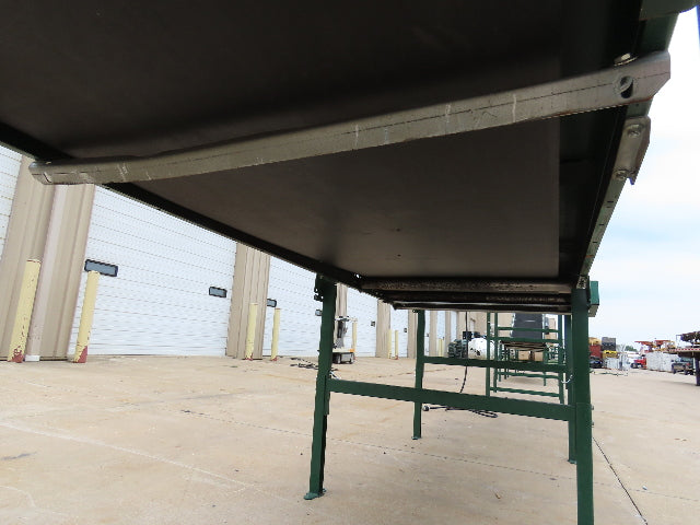Dematic 42"x 28' Flat to Incline Belt Conveyor RH Center Drive 460V 95fpm 118"H