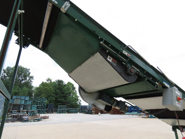 Dematic 42"x 28' Flat to Incline Belt Conveyor RH Center Drive 460V 95fpm 118"H