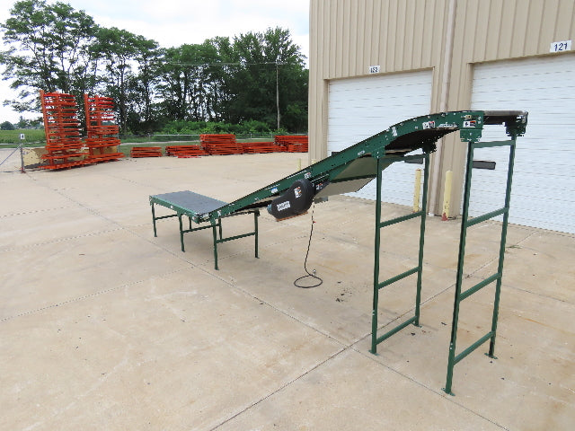 Dematic 42"x 28' Flat to Incline Belt Conveyor RH Center Drive 460V 95fpm 118"H