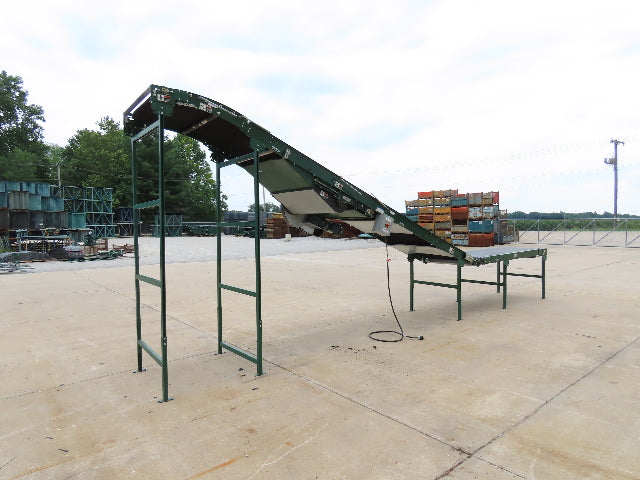 Dematic 42"x 28' Flat to Incline Belt Conveyor RH Center Drive 460V 95fpm 118"H
