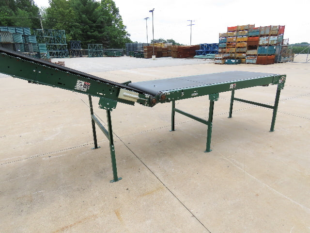 Dematic 42"x 28' Flat to Incline Belt Conveyor RH Center Drive 460V 95fpm 118"H