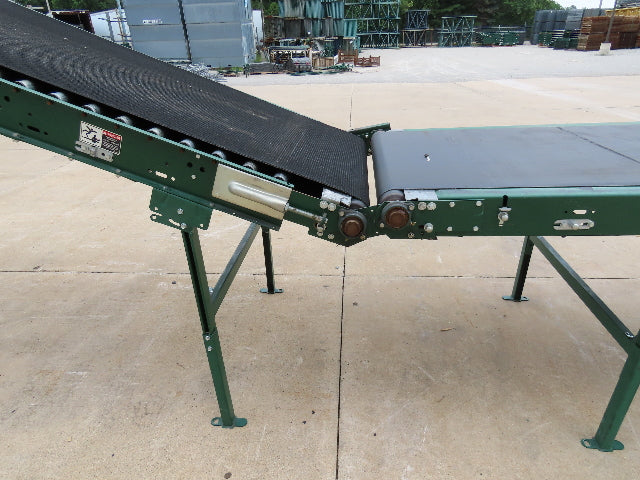 Dematic 42"x 28' Flat to Incline Belt Conveyor RH Center Drive 460V 95fpm 118"H