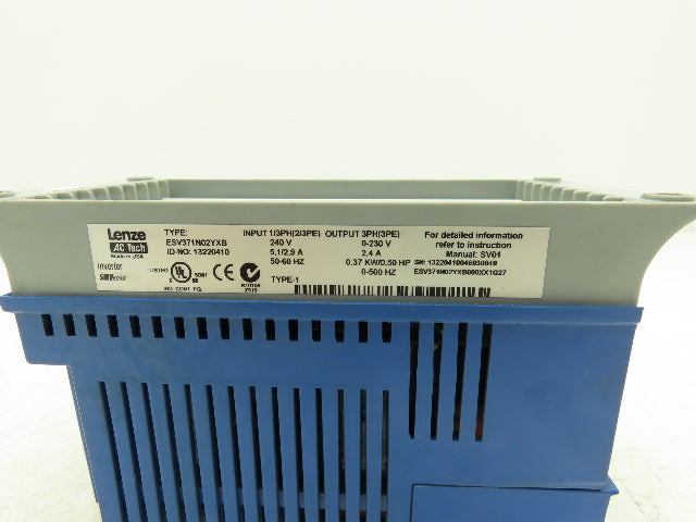 Lenze ESV371N02YXB SMVector AC Drive Variable Speed VFD Inverter .5Hp 230V 1PH