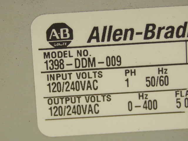 Allen Bradley 1398-DDM-009 Series Servo Drive 1PH 120/240V 50/60Hz Ser A