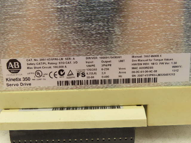 Allen Bradley 2097-V31PRO-LM Series A Kinetix 350 Drive 120/240 Input 3Ph Output